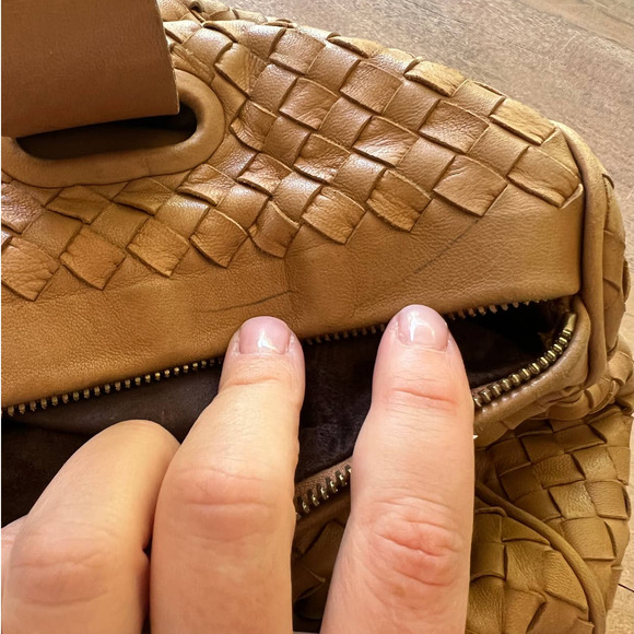 Bottega Veneta Tan Woven intrecciato Leather Satchel Handbag Made in Italy EUC - Picture 12 of 16